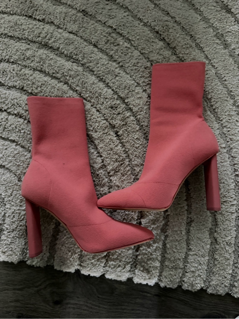 Aldo Women's Pink Sock Booties with Block Heel